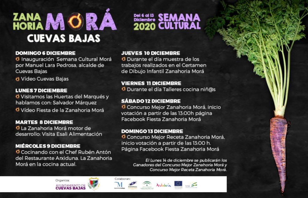 programa Semana Cultural virtual Fiesta Zanahoria Morá (diciembre 2020)