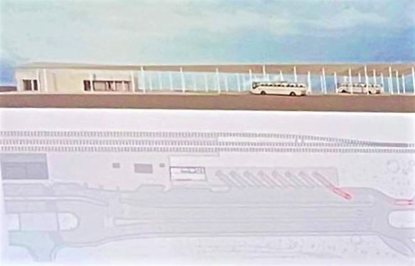 Recreación del futuro intercambiador de transportes de Antequera - planta y ubicación (octubre 2022)